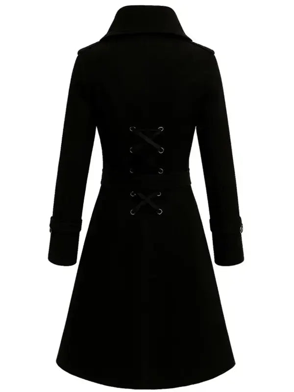 Gothic Pumpkin Black Wool Coat