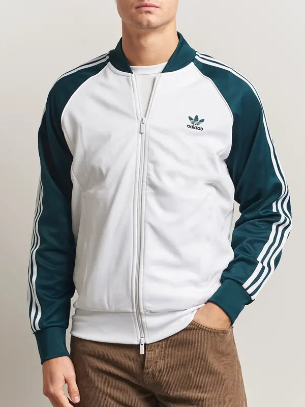 Green And White Adidas Track Jacket