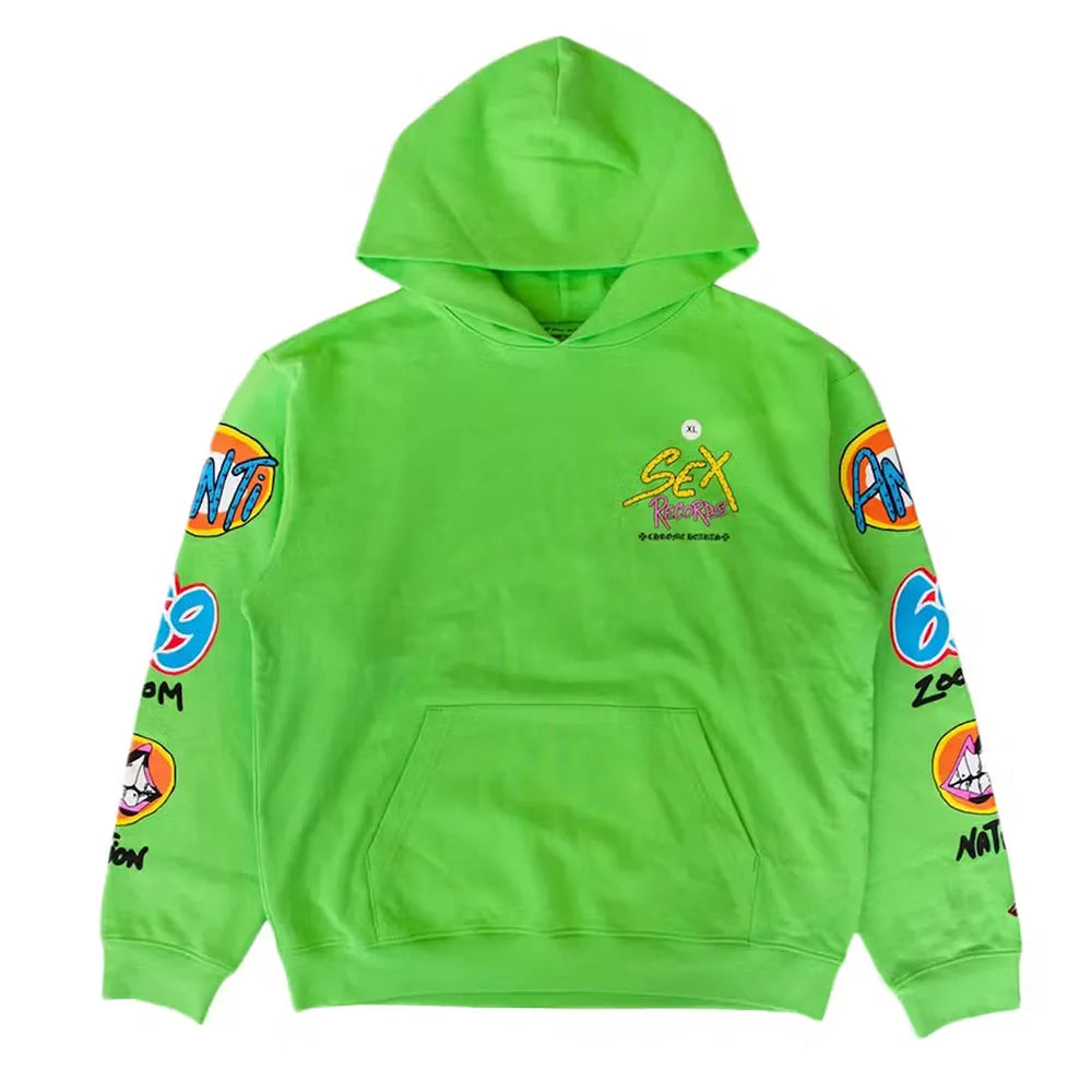 Green Chrome Hearts Sex Records hoodie
