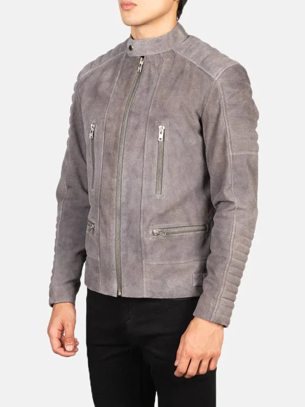 Grey Biker Jacket For Sale