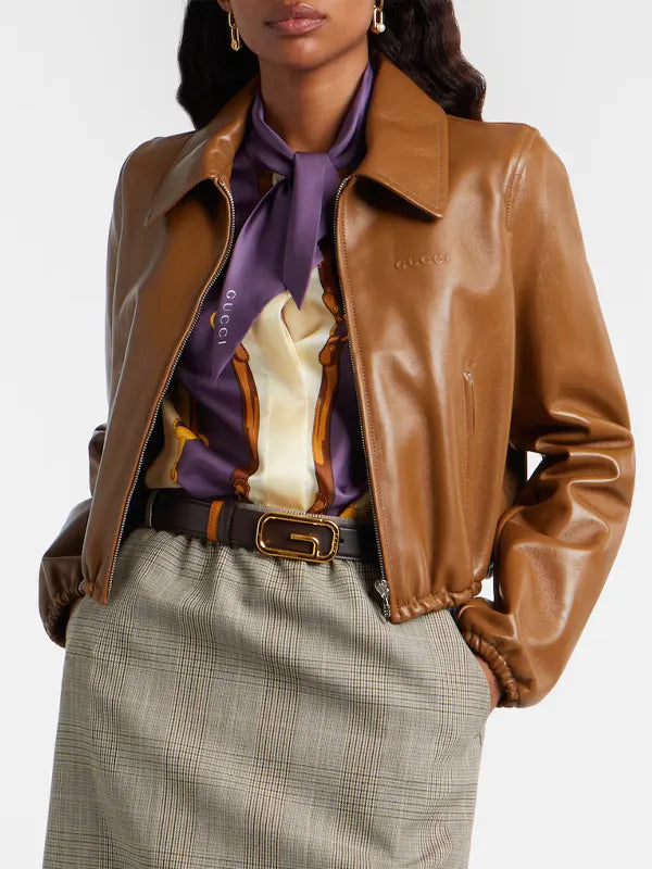 Gucci Cropped Leather JacGucci Cropped Leather Jacket