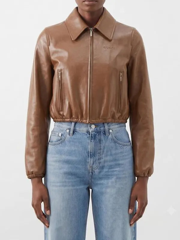 Gucci Cropped Leather JacGucci Cropped Leather Jacket