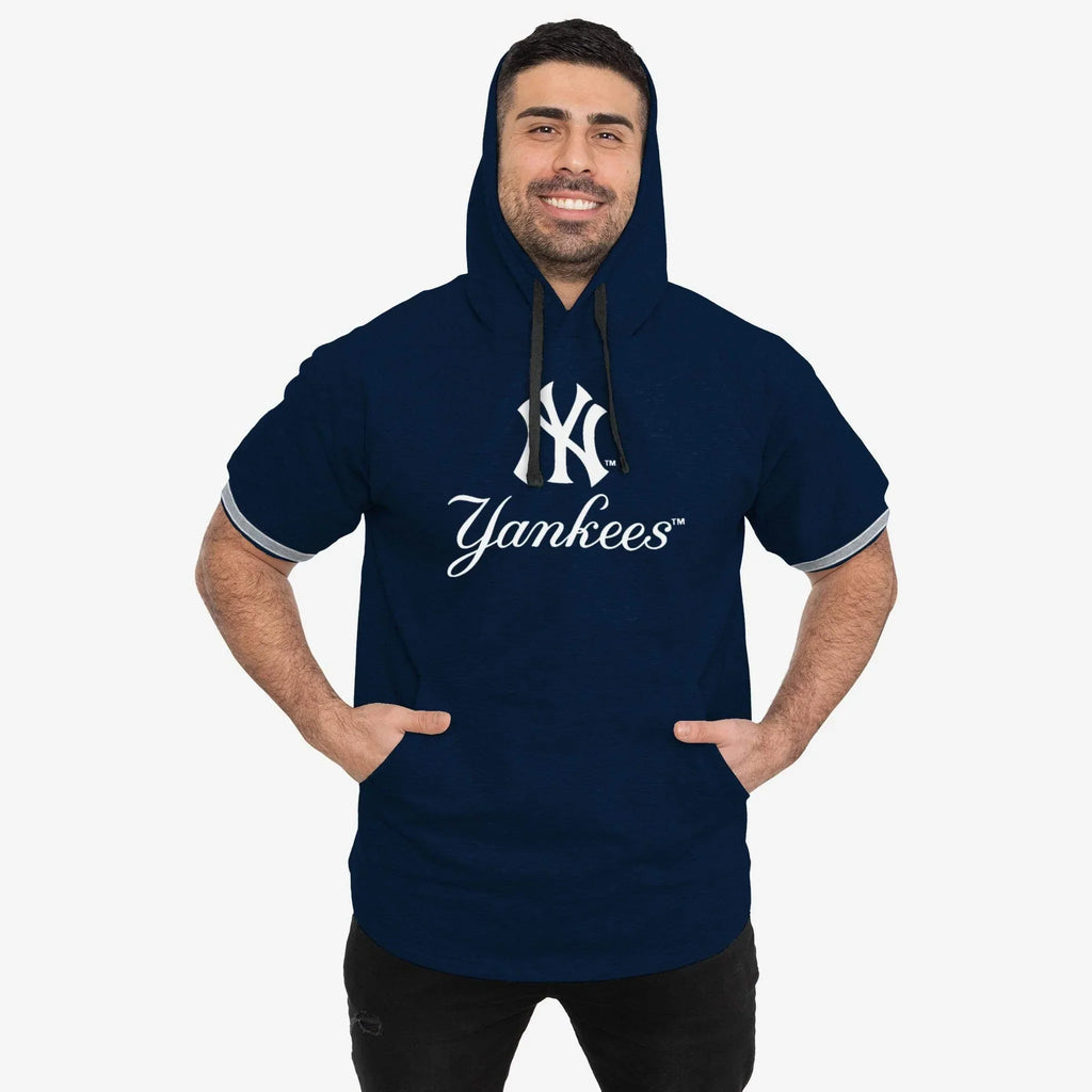 new york yankees short sleeve hoodie for men