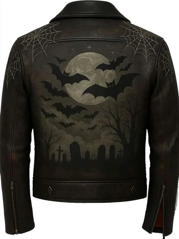 Trick or Treat Halloween Dark Brown Leather Jacket