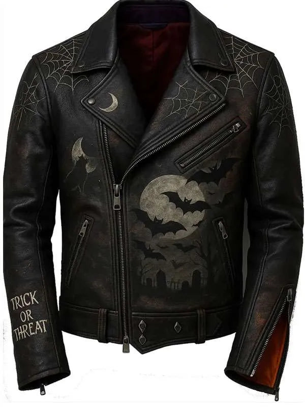 Trick or Treat Halloween Dark Brown Leather Jacket