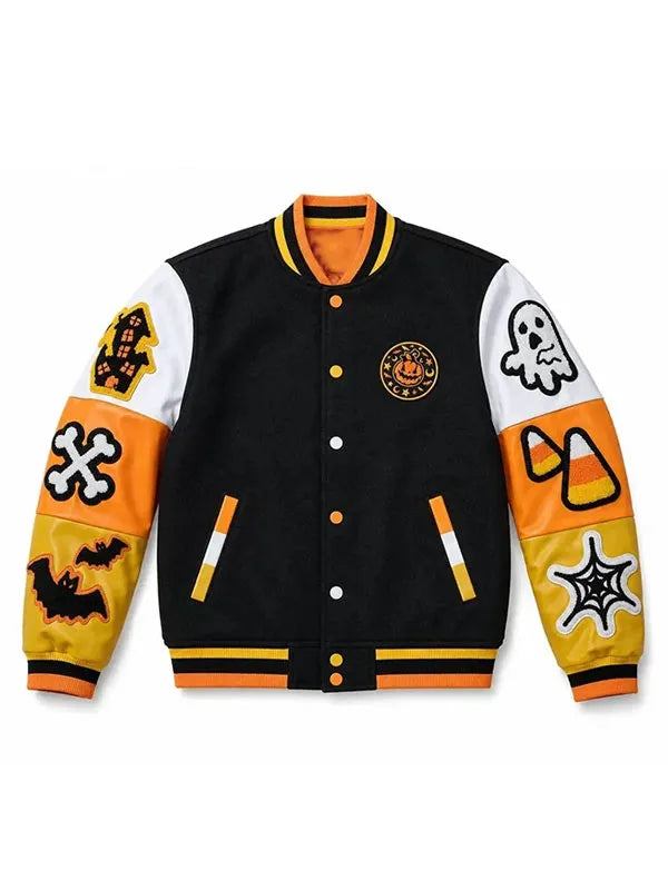 Halloween Spooky Boo Wool Varsity Jacket