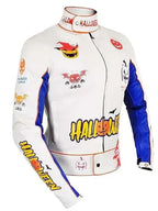 Halloween Pumpkin Printed White Leather Jacket