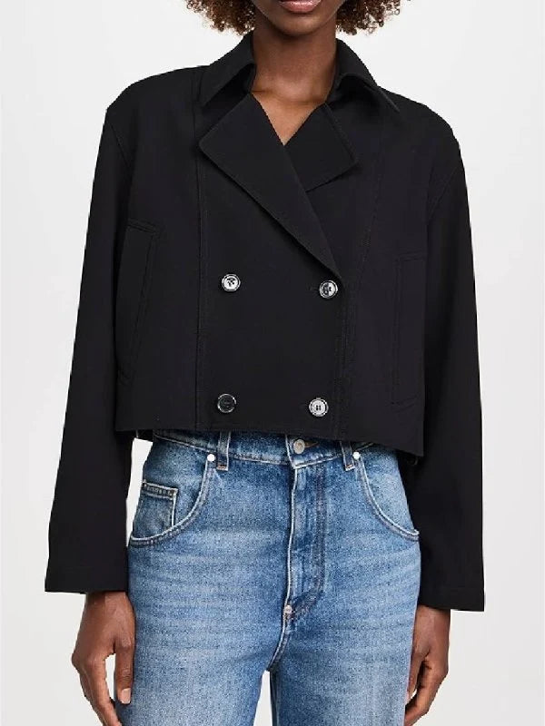 Ride Or Die Hannah Waddingham Black Cropped Trench Coat