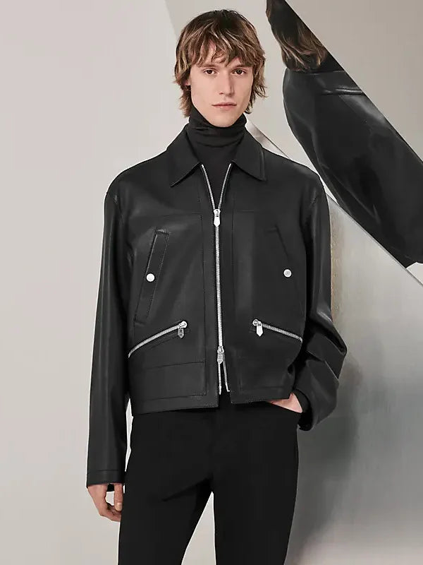 Hermès Leather Bomber Jacket For Sale