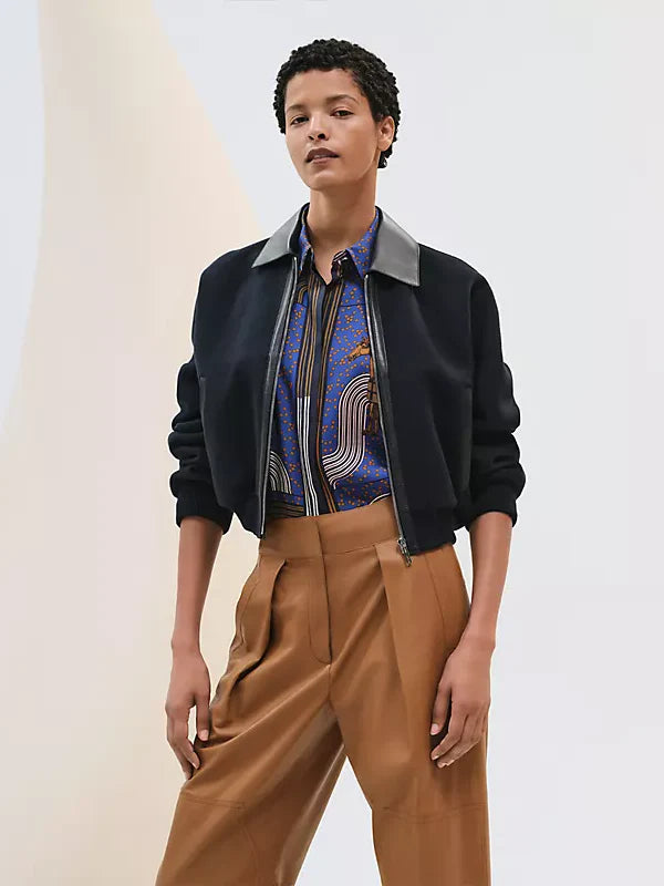 Hermès Leather Bomber Jacket