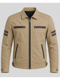 Mazie O'Reilly Men's Slim Fit Beige Cotton Jacket