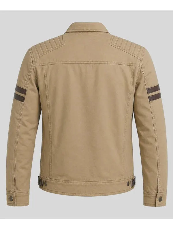 Mazie O'Reilly Men's Slim Fit Beige Cotton Jacket