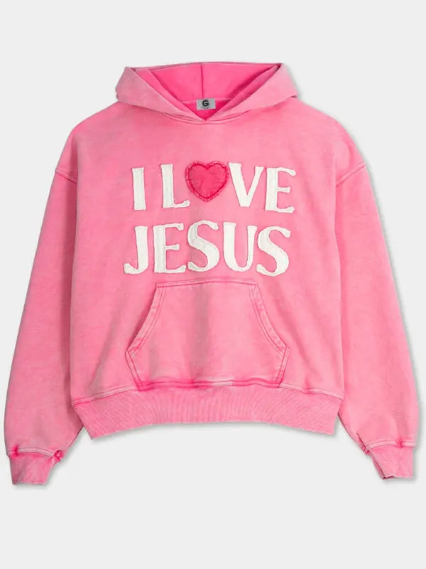 I Love Jesus Hoodie Pink