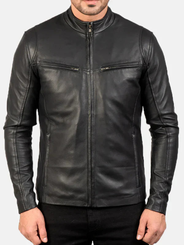 Ionic Black Leather Jacket For Sale