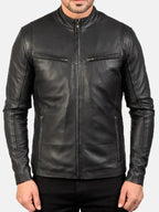 Ionic Black Leather Jacket For Sale