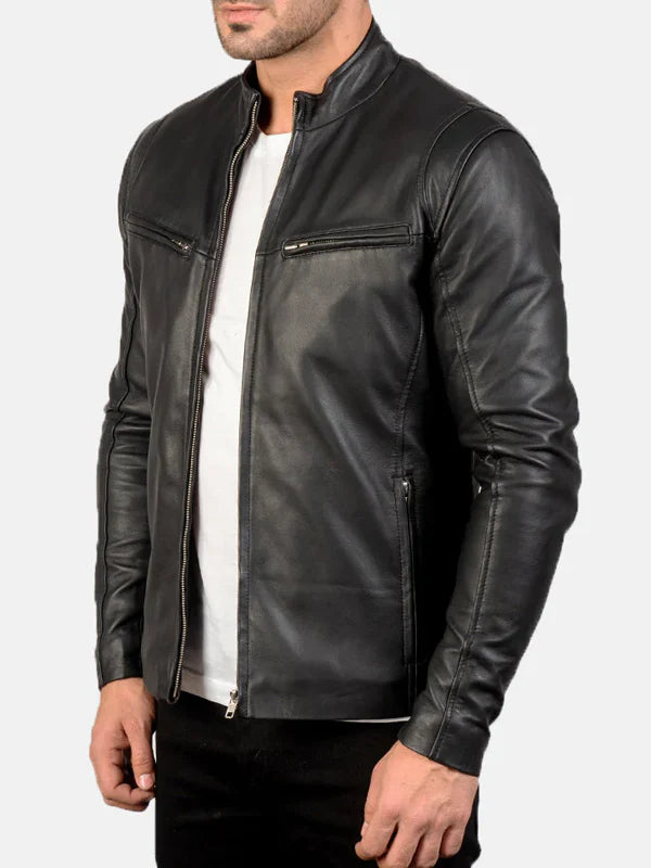 Ionic Black Leather Jacket Sale