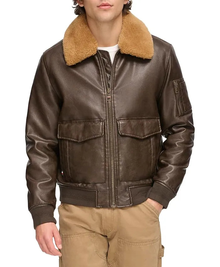 Ivor Fur Brown Leather Jacket