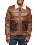 Jack Distressed Brown Mens Aviator Leather Jacket