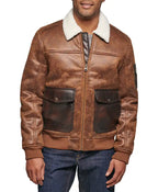 Jack Distressed Brown Mens Aviator Leather Jacket