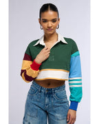 Electric Bloom S01 Carmen Sanchez Cropped Stripe Polo Shirt