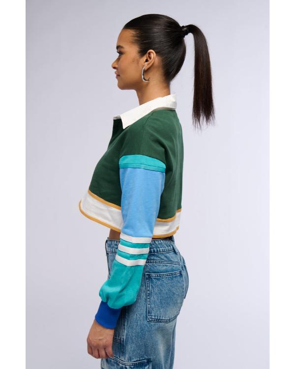 Electric Bloom S01 Carmen Sanchez Cropped Stripe Polo Shirt