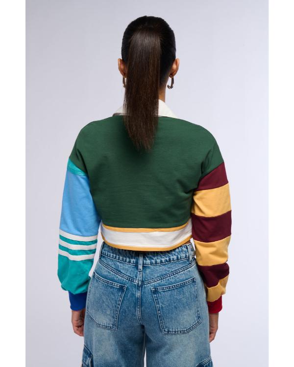 Electric Bloom S01 Carmen Sanchez Cropped Stripe Polo Shirt