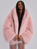 Jaded London Mara Oversized Faux Fur Coat In Pink