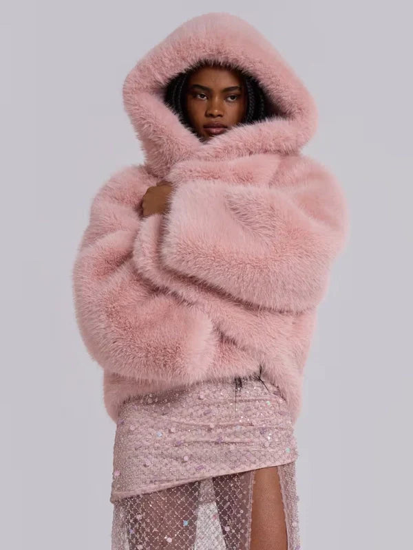 Jaded London Mara Oversized Faux Fur Coat In Pink