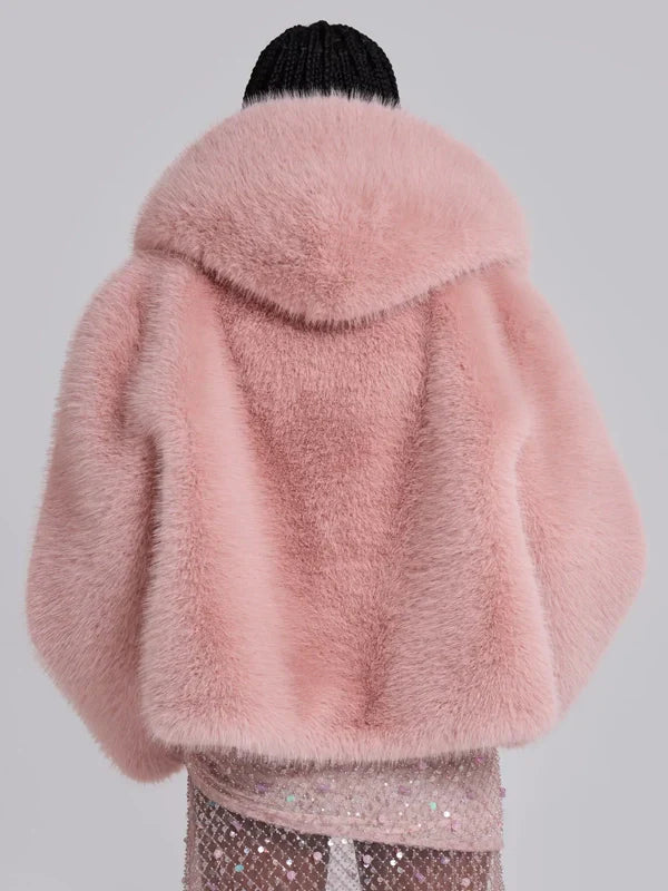 Jaded London Mara Oversized Faux Fur Coat In Pink
