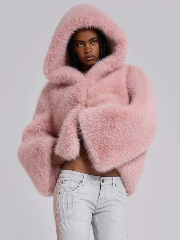 Jaded London Mara Oversized Faux Fur Coat In Pink