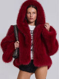 Jaded London Mara Oversized Faux Fur Coat In Red