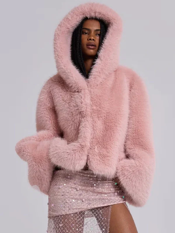 Jaded London Mara Oversized Faux Fur Coat In Pink
