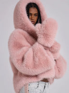Jaded London Mara Oversized Faux Fur Coat In Pink