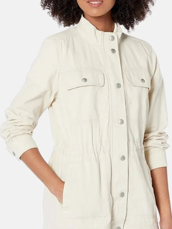 Lowell Sawayn Women's Off-white Shirt Style Cotton Jacket