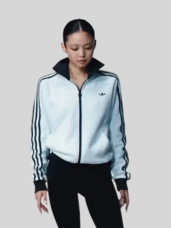 Jennie Kim Adidas SS26 White Fleece Track Jacket