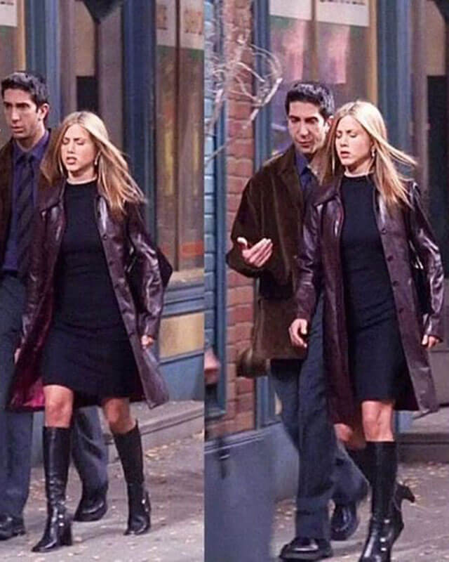 Jennifer-Aniston-Cherry-Red-Leather-Trench-Coat-Friends