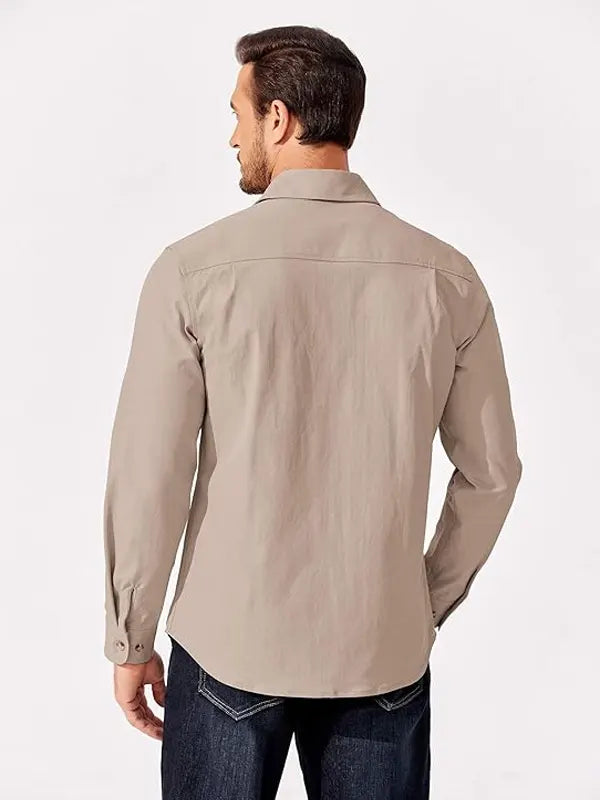 Richard M. Leonard Shirt Collar Beige Cotton Jacket