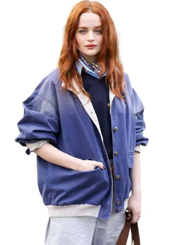 Joey King Paris Fashion Week 2026 Blue Cotton Jacket
