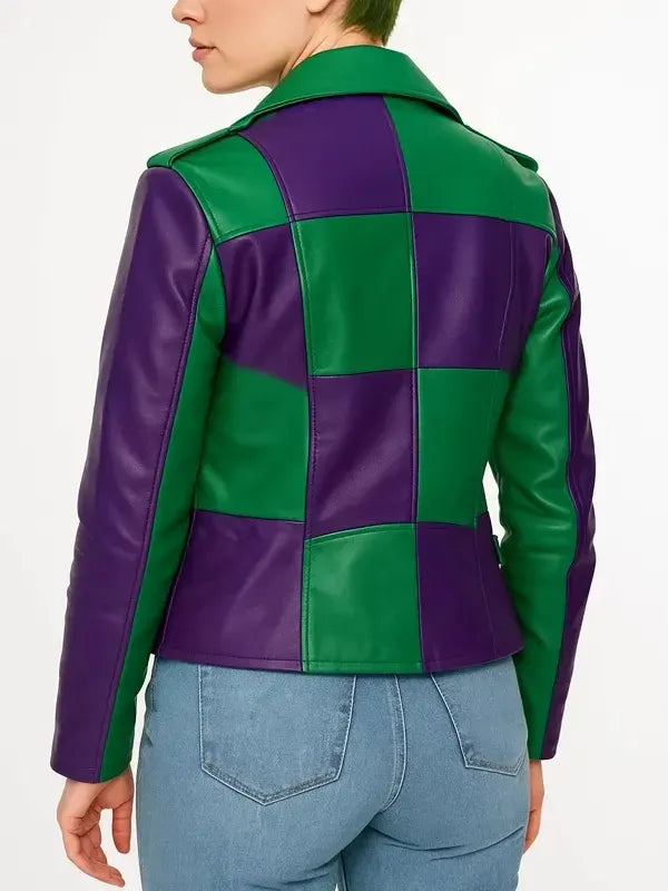 Joker Green and Purple Leather Jacket