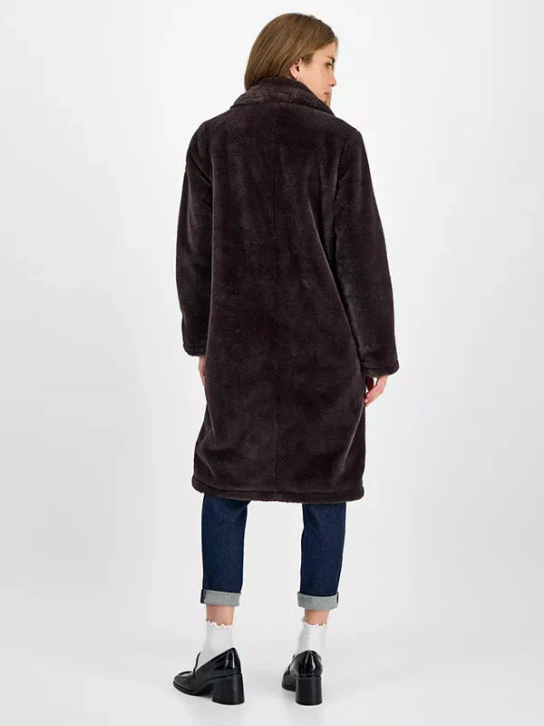 Jou Jou Juniors' Faux-Fur Double-Breasted Coat