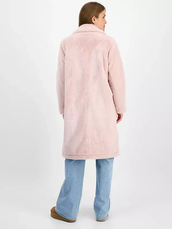 Jou Jou Juniors' Faux-Fur Double-Breasted Coat