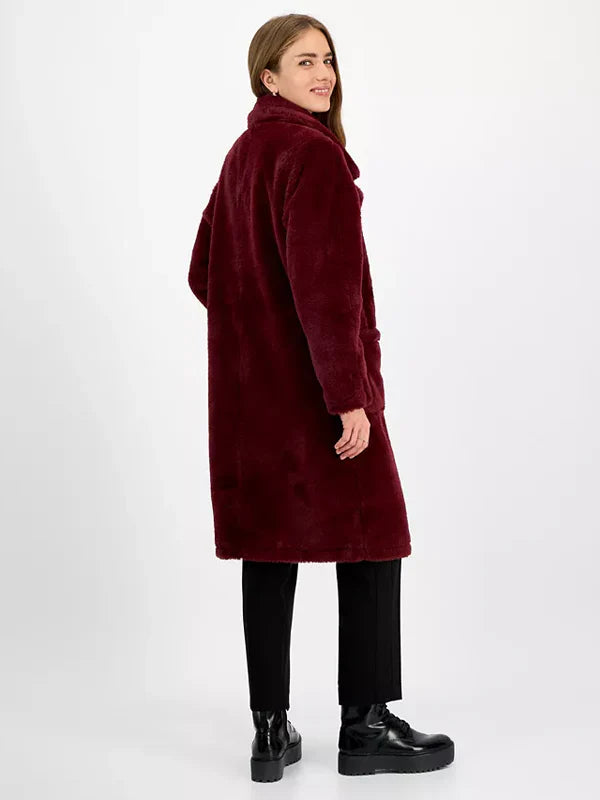 Jou Jou Juniors' Faux-Fur Double-Breasted Coat