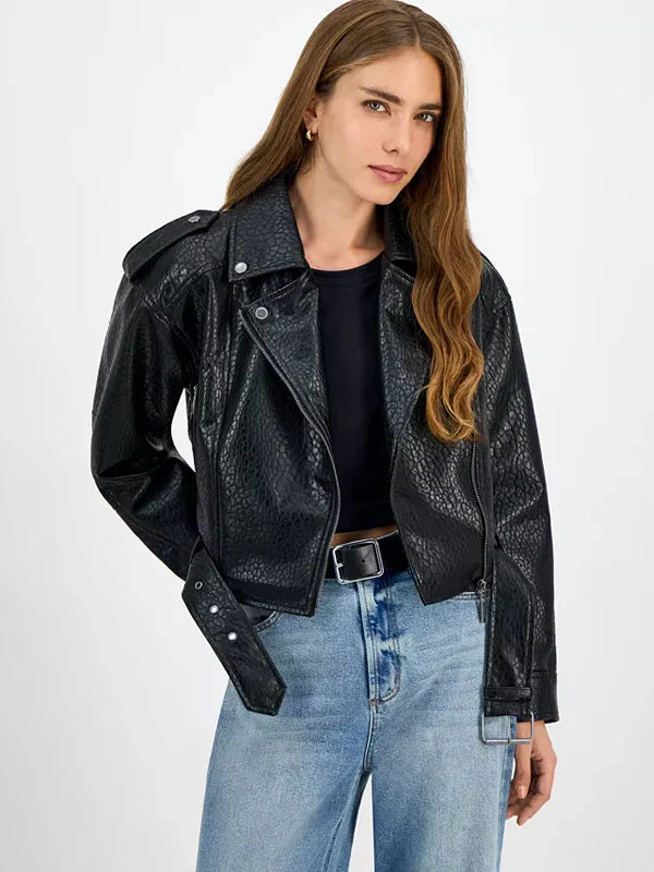 Jou Jou Juniors Faux Leather Belted Jacket