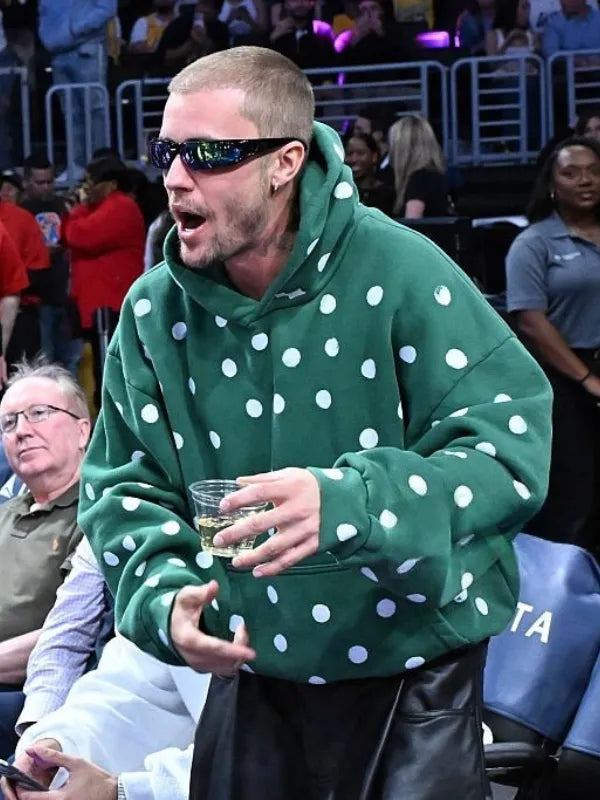 Magic Vs Lakers 2026 Justin Bieber Green Polka Dot Hoodie