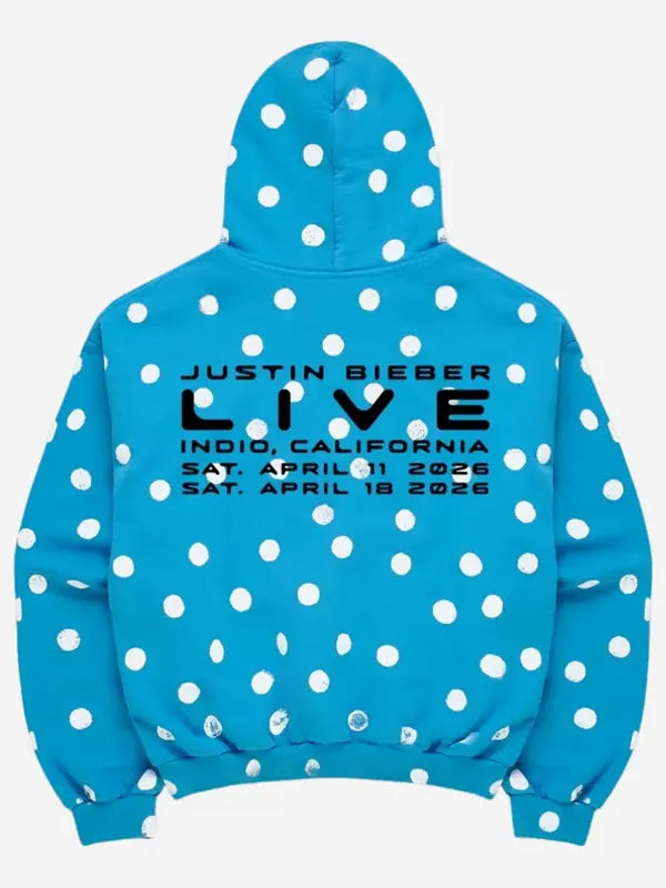 Justin Bieber Skylrk Spot Blue Polka Dot Hoodie