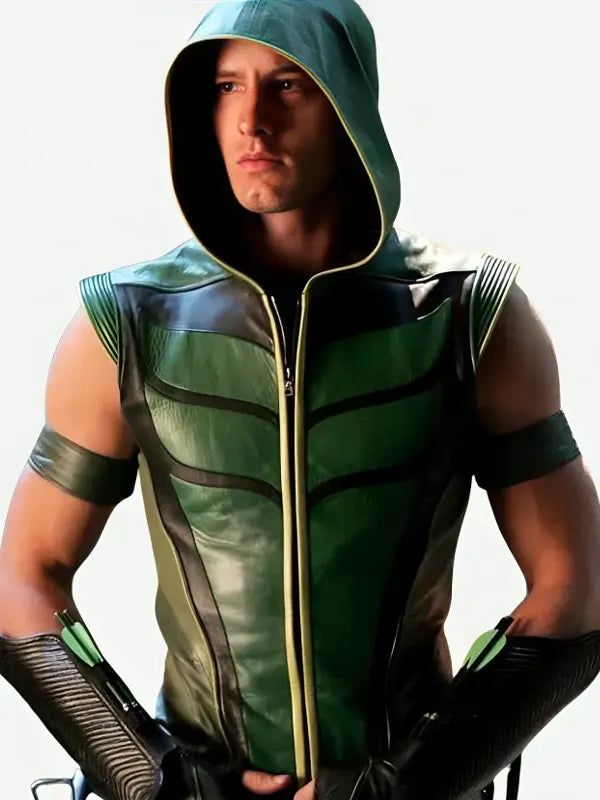 Justin Hartley Smallville Green Leather Vest