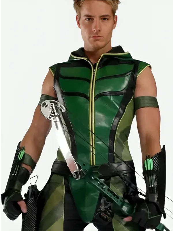 Justin Hartley Smallville Green Leather Vest
