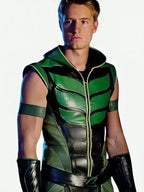 Justin Hartley Smallville Green Leather Vest