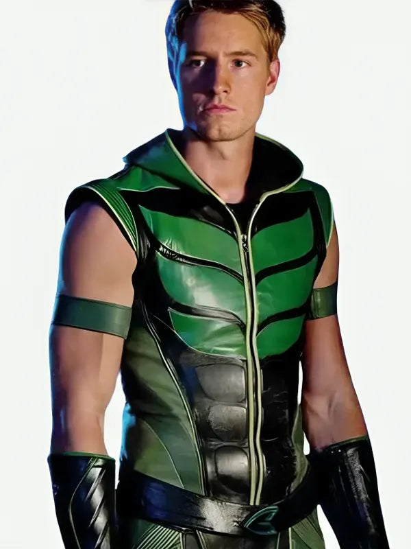 Justin Hartley Smallville Green Leather Vest