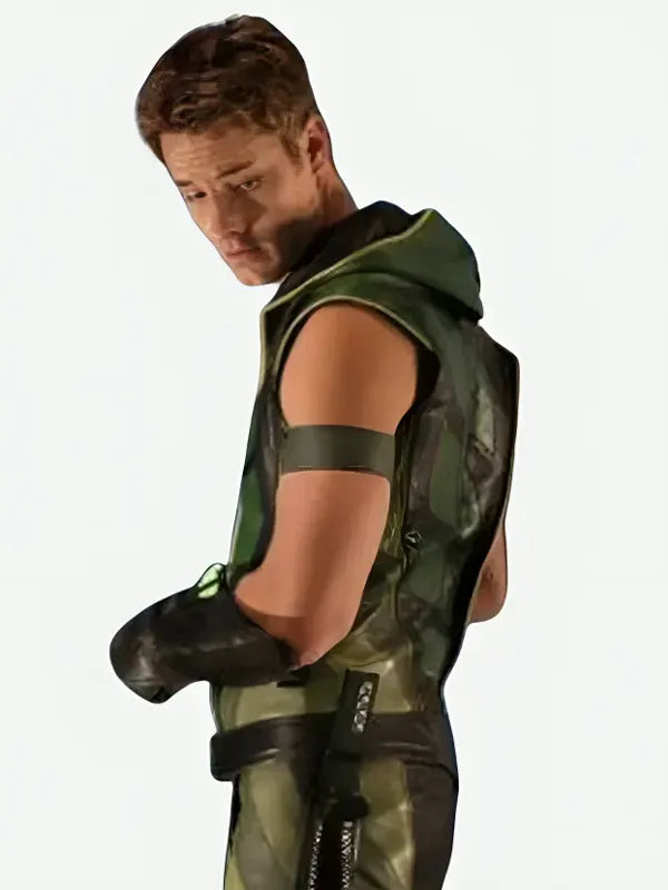 Justin Hartley Smallville Green Leather Vest